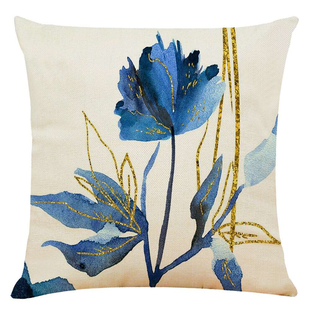 4PCS Plant Throw Pillow Cover Gold Blue Teal Soft Decorative Cushion Case Pillowcase Bedroom Superior Quality Machine Washable Cushion for Livingroom Sofa Couch Bed Chair