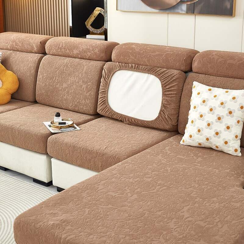 Stretch Sofa Seat Cushion Cover Slipcover Elastic Couch Sectional Armchair Loveseat 4 or 3 Seater L Shape Solid Soft Durable Washable