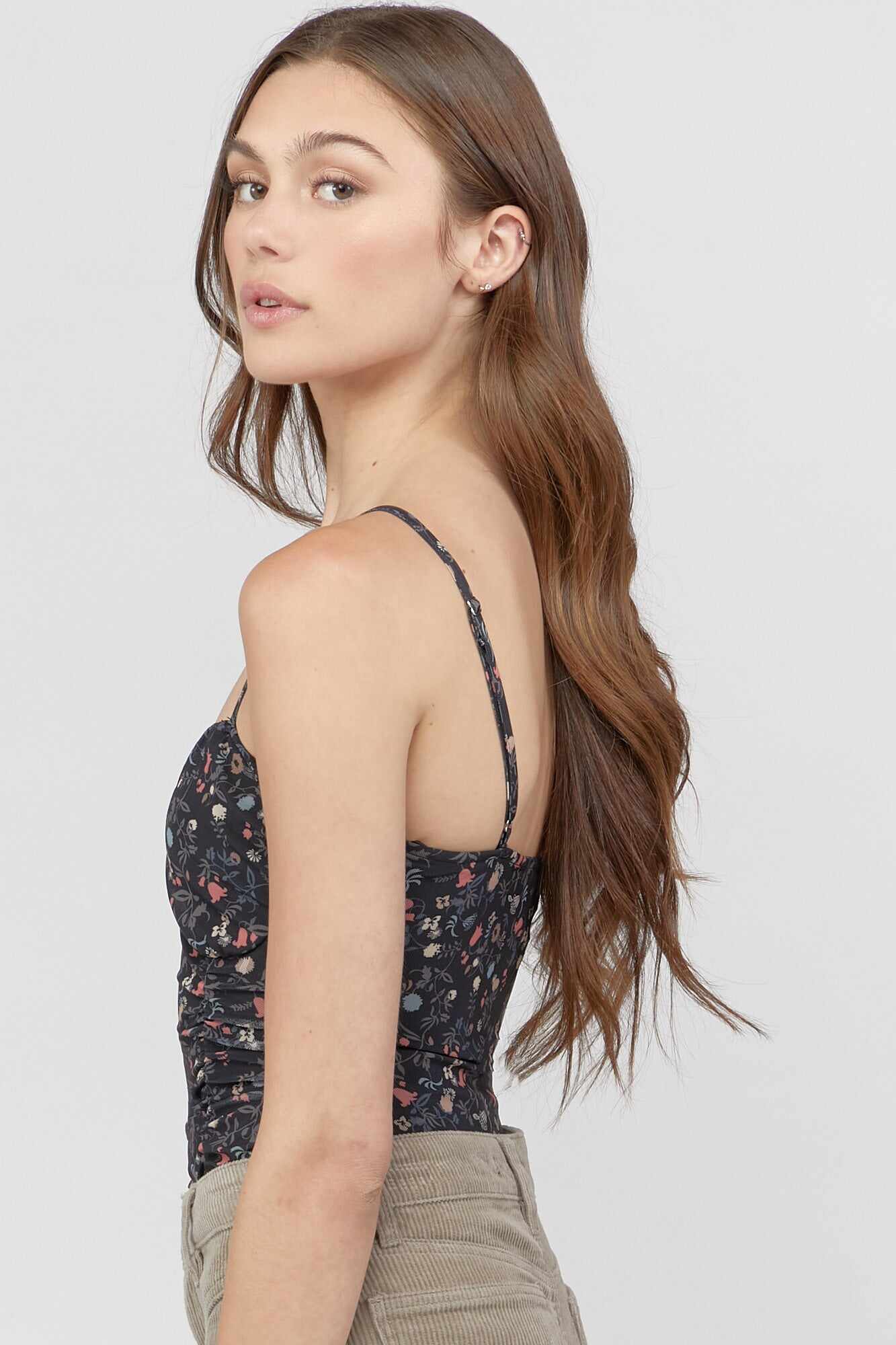 Women Apparel | Floral Cami Bodysuit Oatmeal Forever21 - CW95234