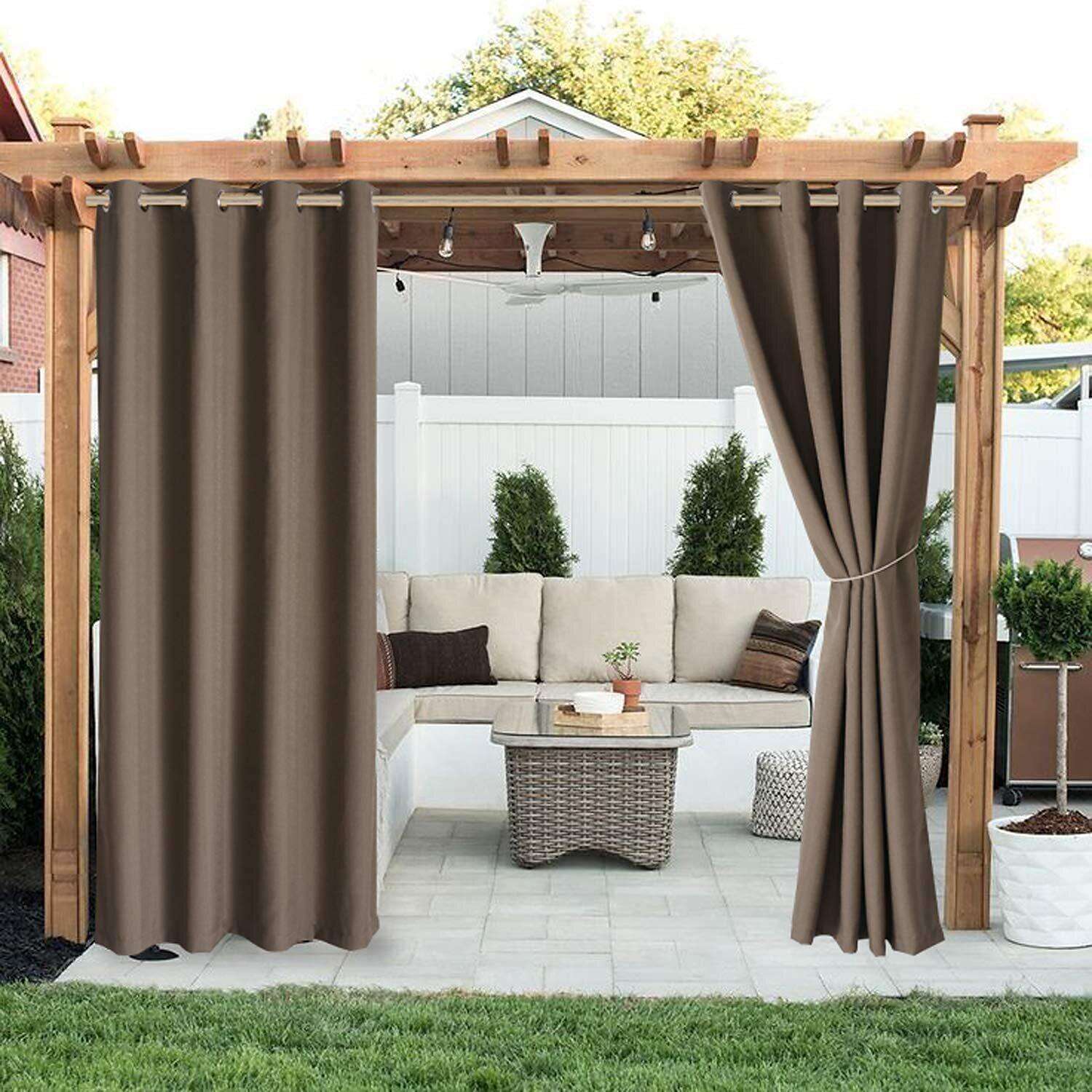 Waterproof Outdoor Curtain Privacy, Sliding Patio Sheer Curtain