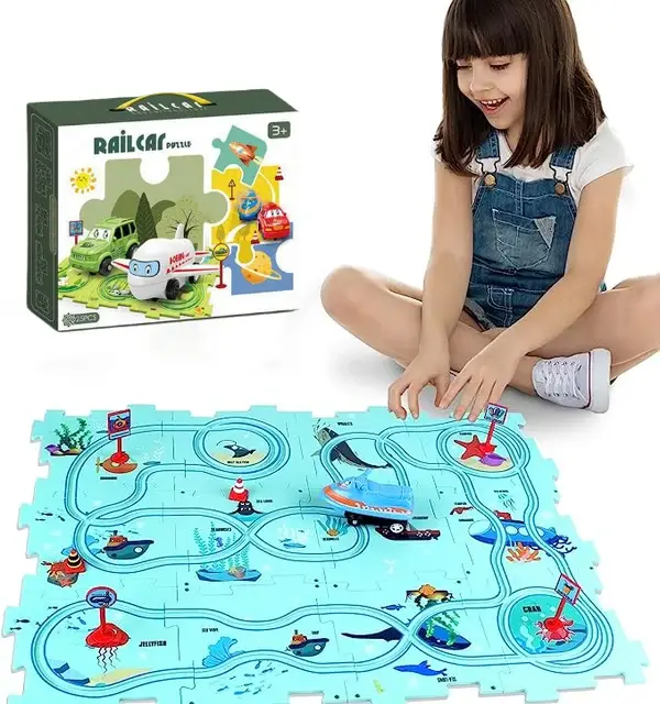 Last Day 70% OFF-🔥Children's Educational Puzzle Track Car Play Set