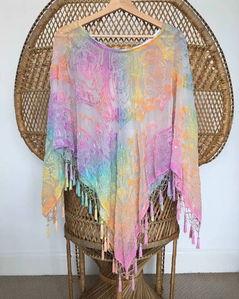 cape fringed kimono cardigan