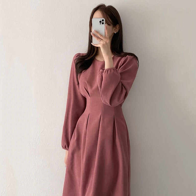 Puff Sleeve Mid-length Dress