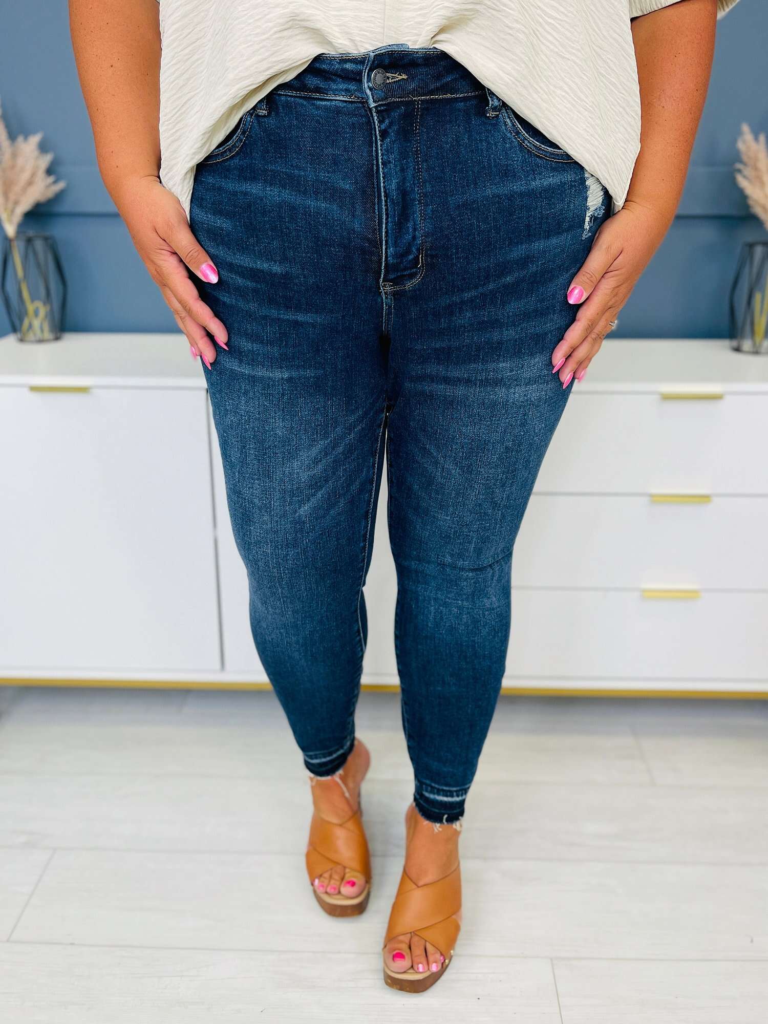 Blue Tummy Control Skinny Jeans (Buy 2 Free Shipping)