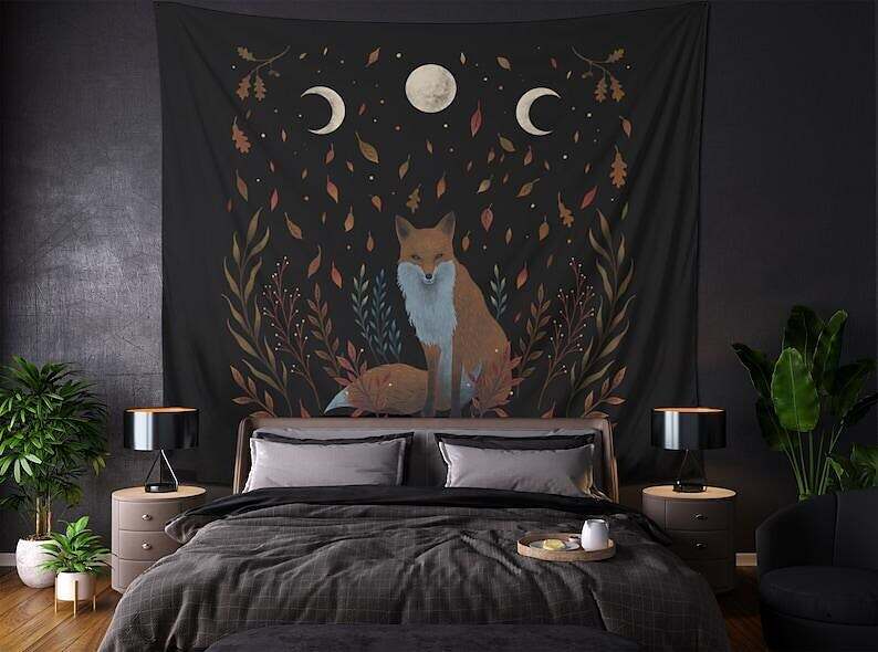 Fox Tarot Moon Sun Wall Tapestry Art Decor