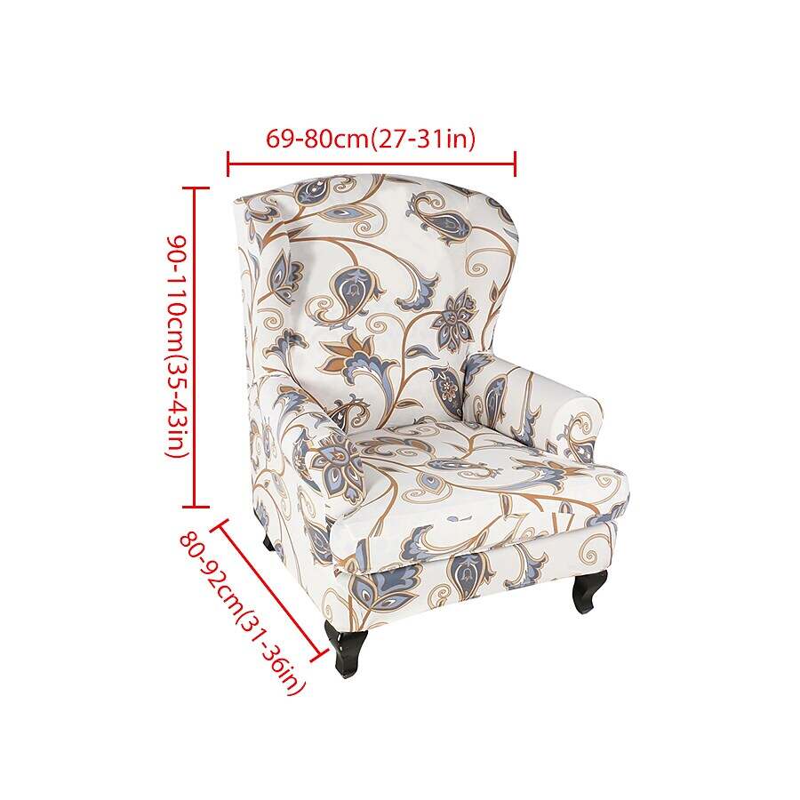 Stretch Wingback Chair Cover Boho/Flower Pattern