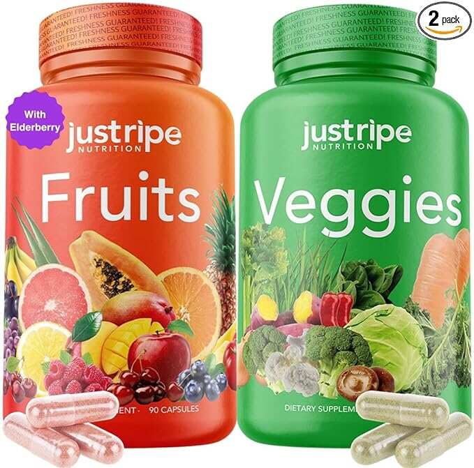 Fruits and Veggies Supplement - 90 Fruit and 90 Vegetable Capsules