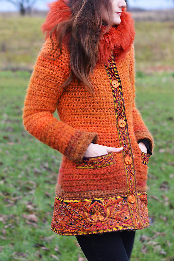 Women Casual Long Sleeve Plus Size Outwear - Orange