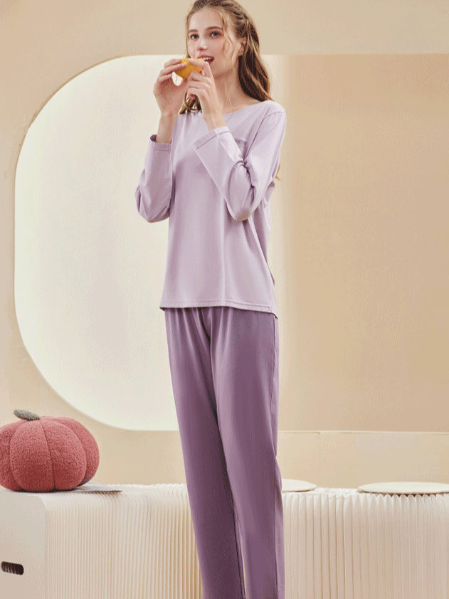 V Neck Modal Plain Casual Couple Pajama Set