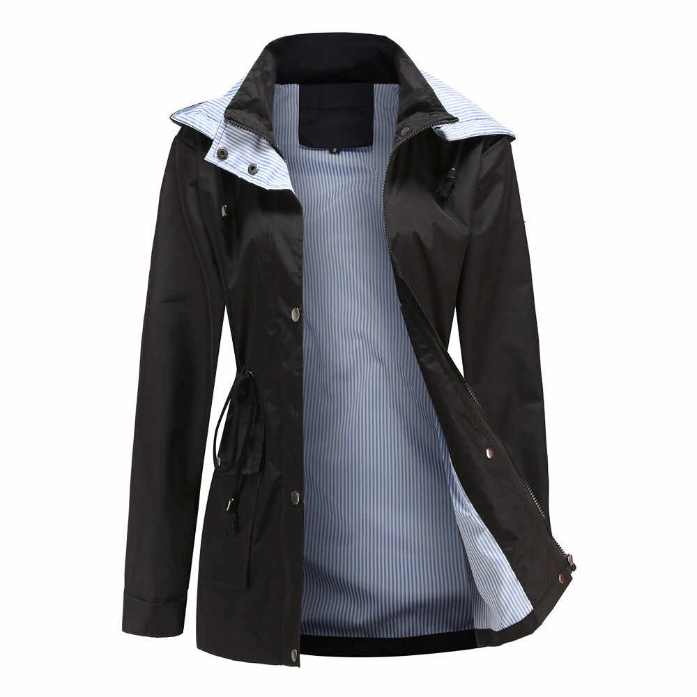 Detachable Hood Trench Coat Women's