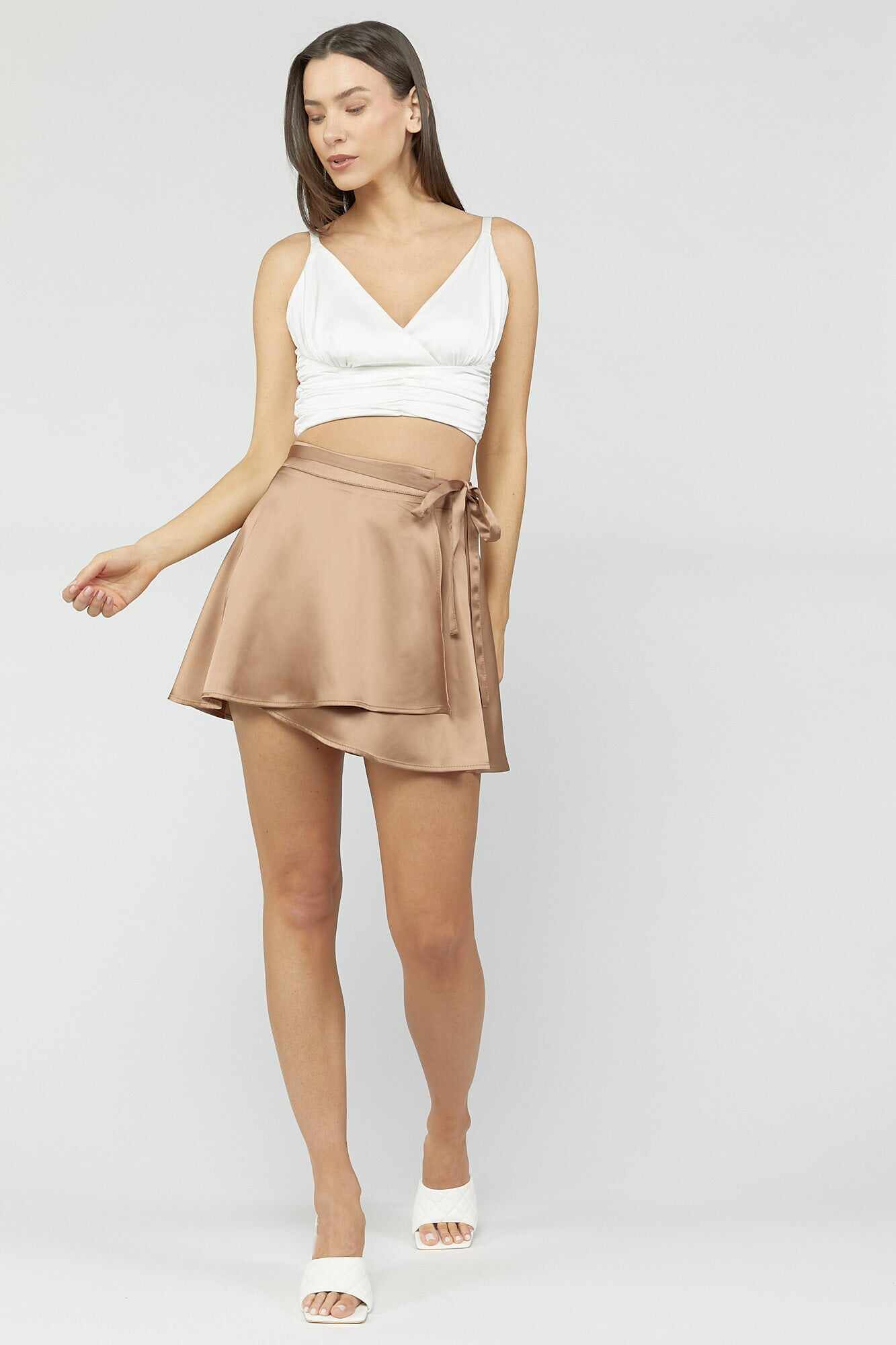 Women Apparel | Satin Self-Tie Mini Skirt Blue Forever21 - GV10819