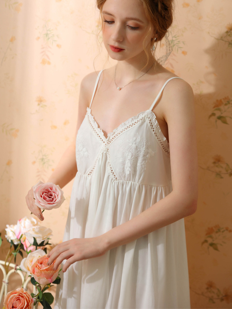 Cotton Simple V Neck Nightdress