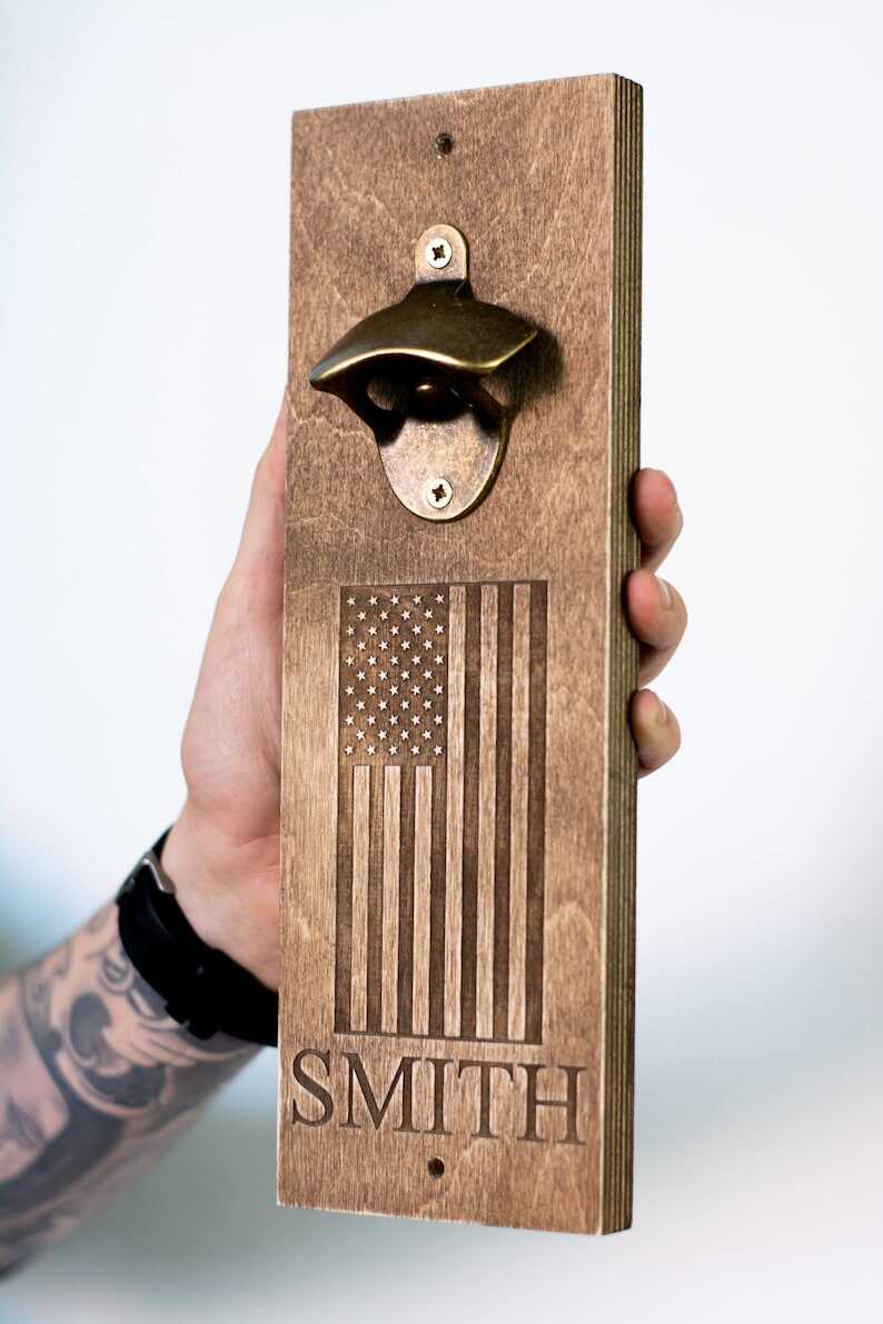 Wooden bottle opener, personalized wall bottle opener,  magnet bottle opener