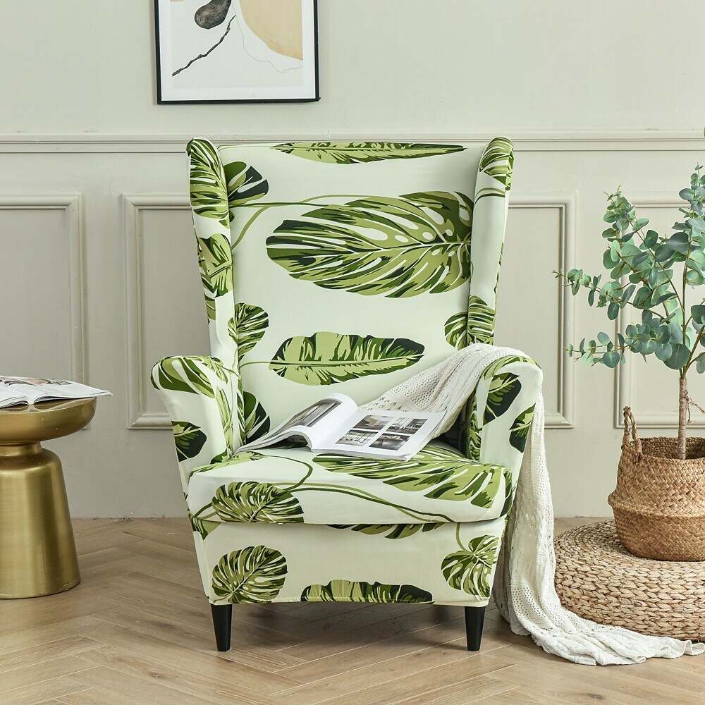 Stretch Wingback Chair Cover IKEA STRANDMON with Seat Cushion Cover