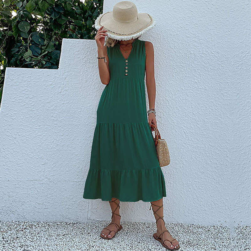 Solid color comfort casual dress