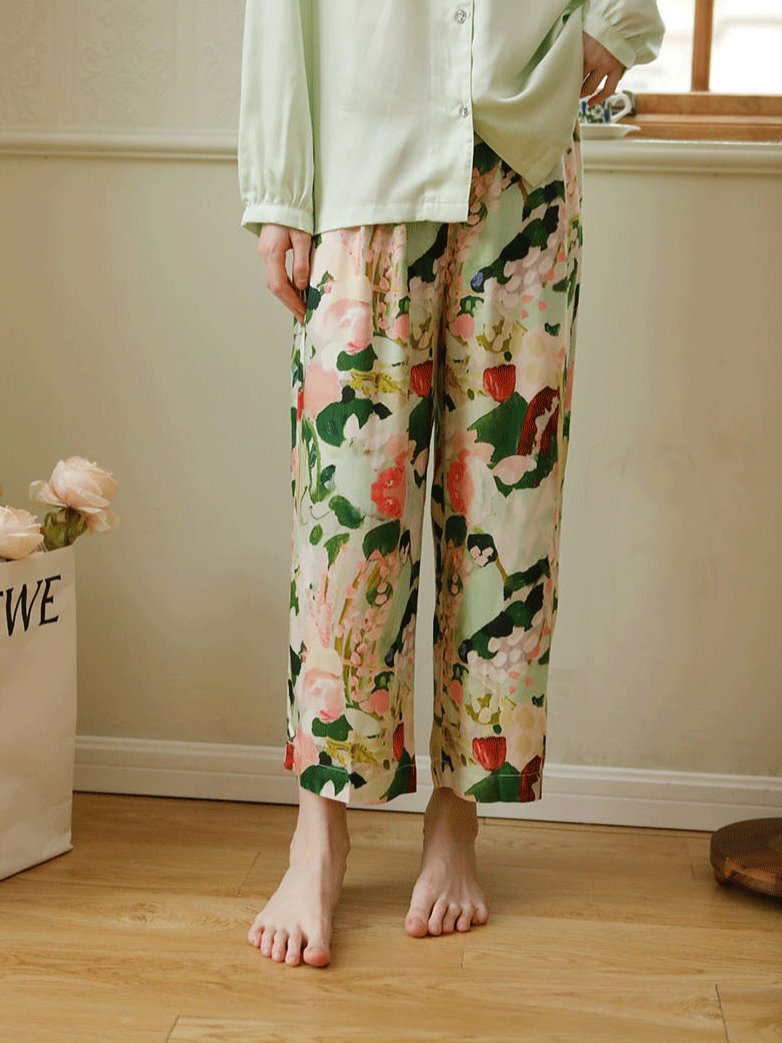 Regular Fit Others Floral Elegant Long Sleeve Pajama Set