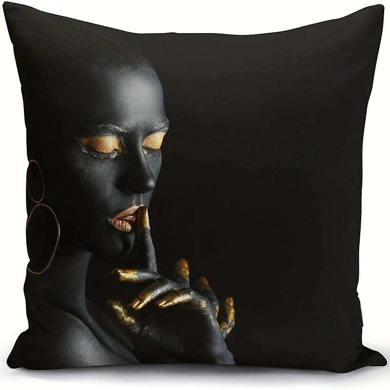 Black Women Double Side Pillow Cover 4PC