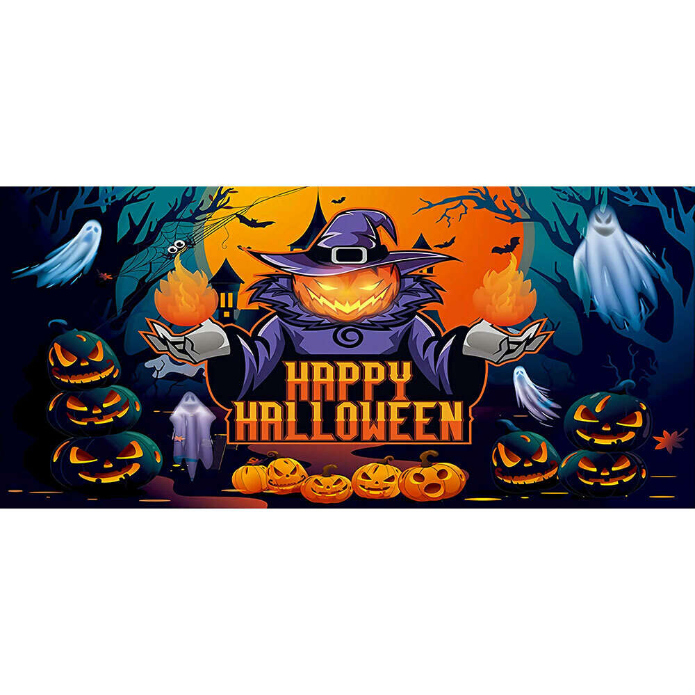 7' x 16' Happy Halloween Jack-Lanterns Garage Door Mural