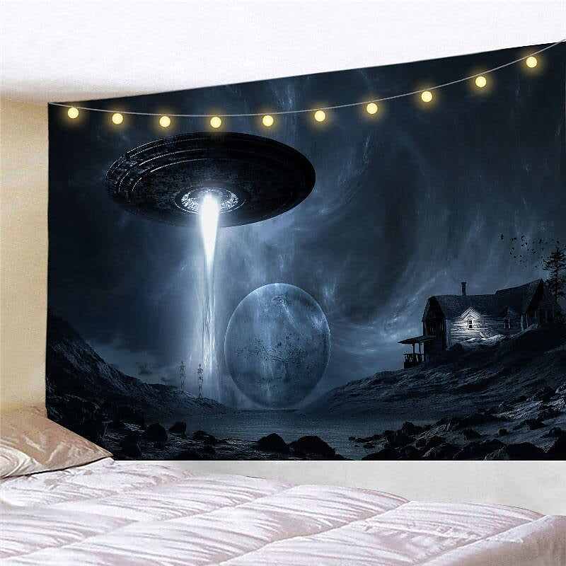 Landscape LED Lights Wall Tapestry Art Decor Universe Sky Moon Print