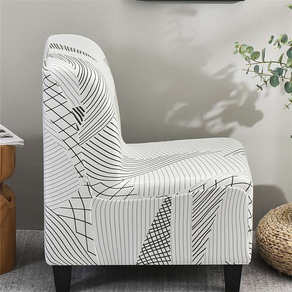 Stretc Accent Chair Cover Geometric Pattern