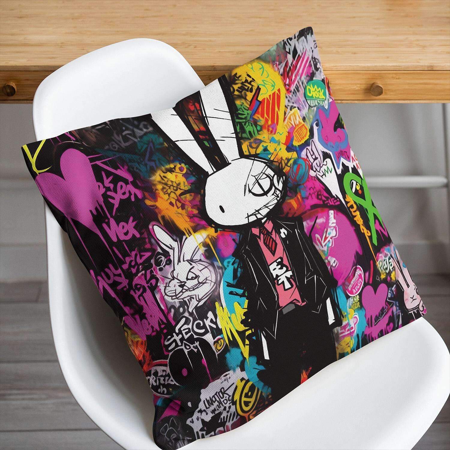 Graffiti Rabbit Pillow Cover 1PC