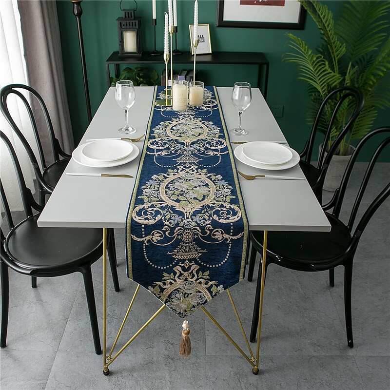 2 Pcs Table Runner Table Decor with Lace Dust-Proof European Style Table Cover