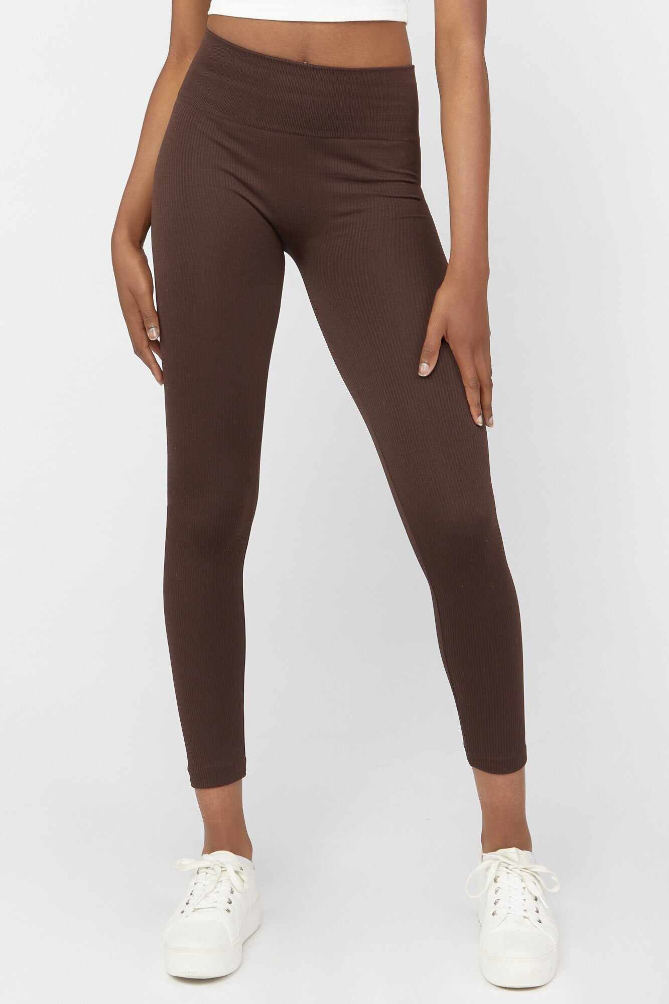 Women Apparel | Ribbed Fleece Lined Leggings Black Forever21 - ZO95332