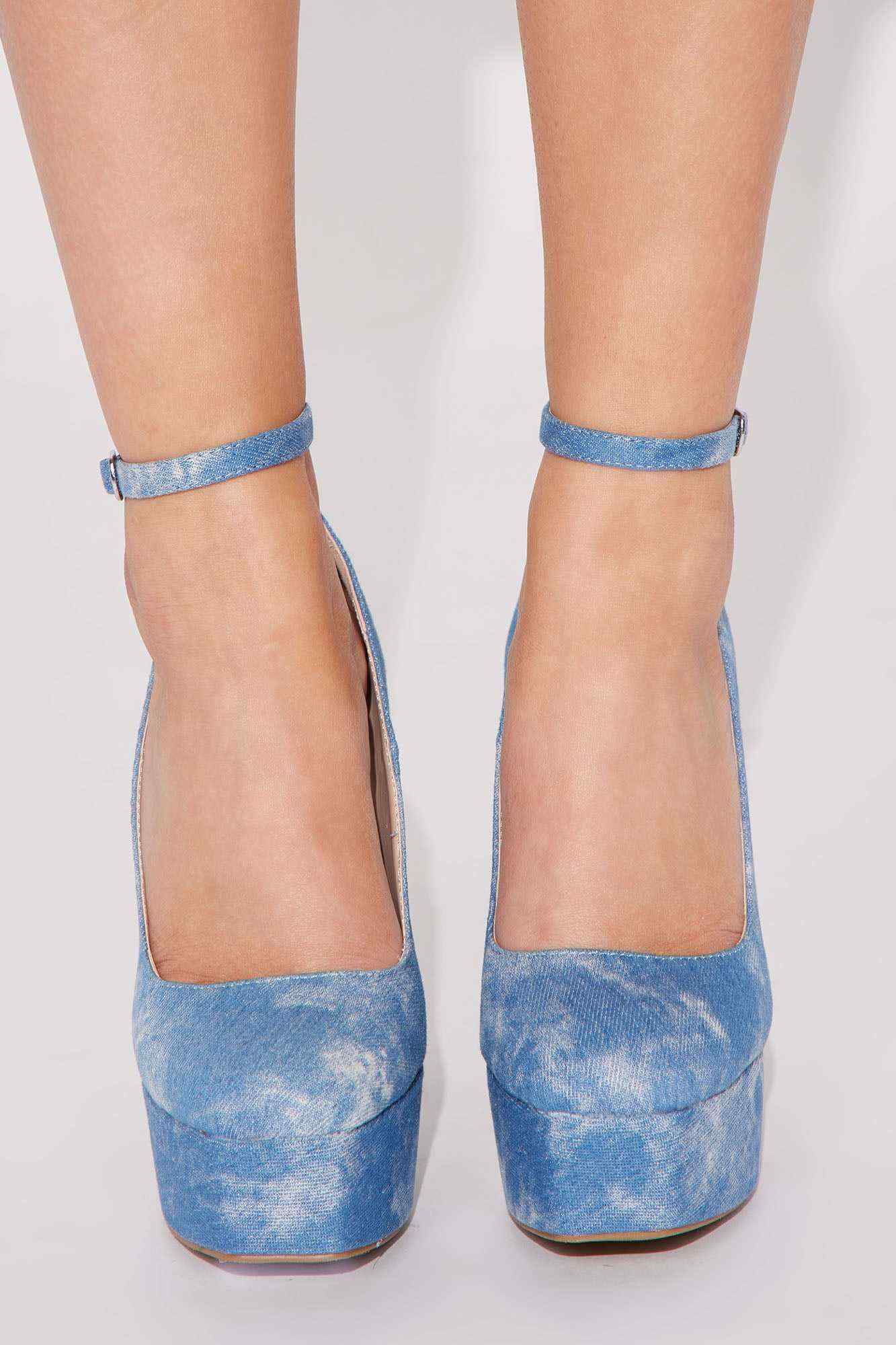 Standing Tall Platform Pumps   Denim