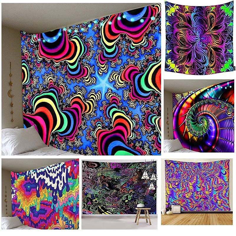 Blacklight UV Reactive Tapestry 3D Vortex Decoration Cloth