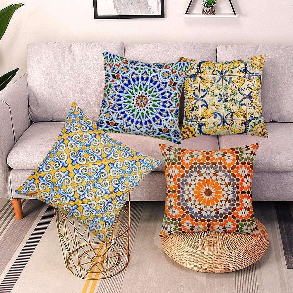 Mandala Floral Bohemian Double Side Pillow Cover 4PC Farmhouse