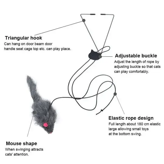 (🔥Last Day Promotion 49% OFF) Funny Pet Toy - Hanging Door Type Black Mouse (BUY 2 GET 1 FREE)