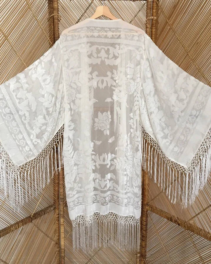 Vintage Lace Kimono Flow Velvet Cardigan