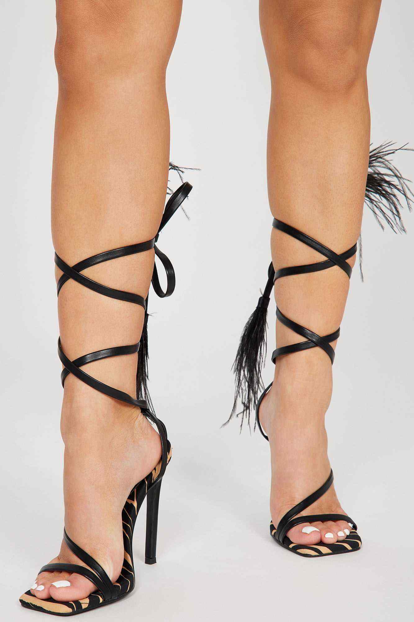 We Should Be Strappy Heeled Sandals   Black/White