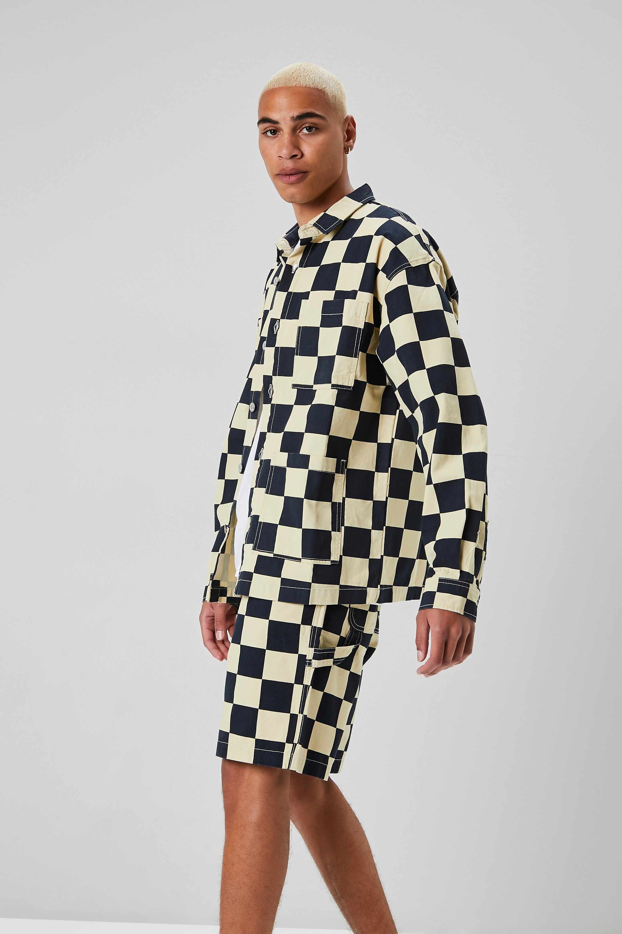Men Apparel | Checkered Button-Front Jacket Black Forever21 - IR34764