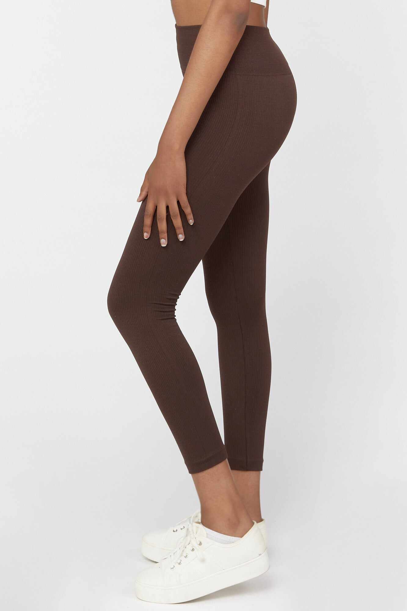 Women Apparel | Ribbed Fleece Lined Leggings Black Forever21 - ZO95332