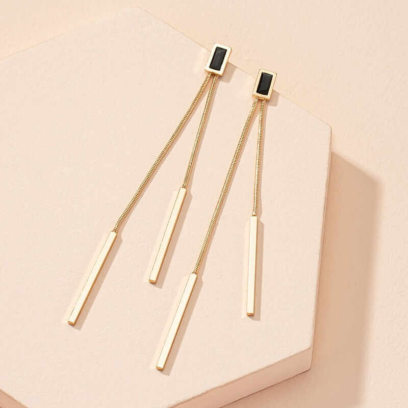 Vintage Long Tassel Geometric Square Drop Earrings For Women Korean Long Thread Dangle Earring Fashion Jewelry Oorbellen Brincos