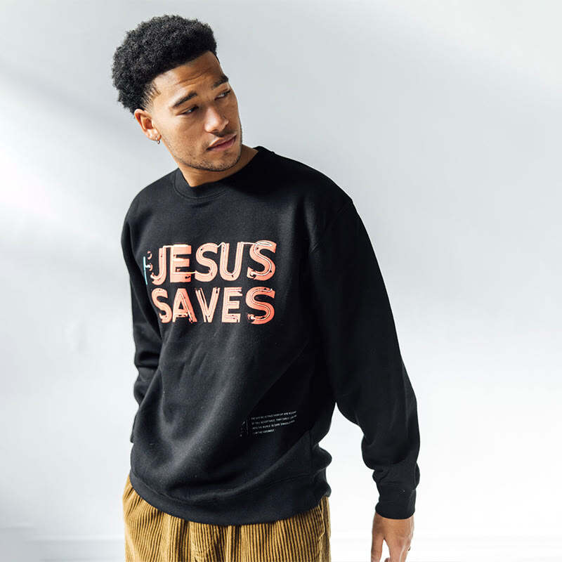 Jesus Saves Print Men's Sweatshirt