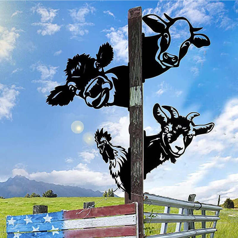 Farm Peeping Animal Metal Art