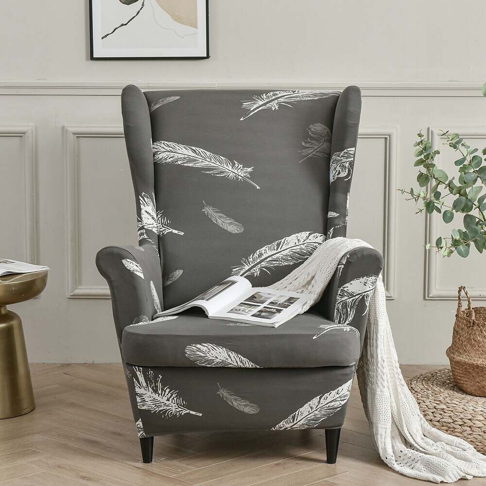 Stretch Wingback Chair Cover IKEA STRANDMON with Seat Cushion Cover