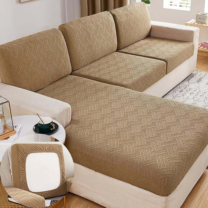 Textured Stretch Sofa Seat Cushion Cover Slipcover 4 Or 3 Seater