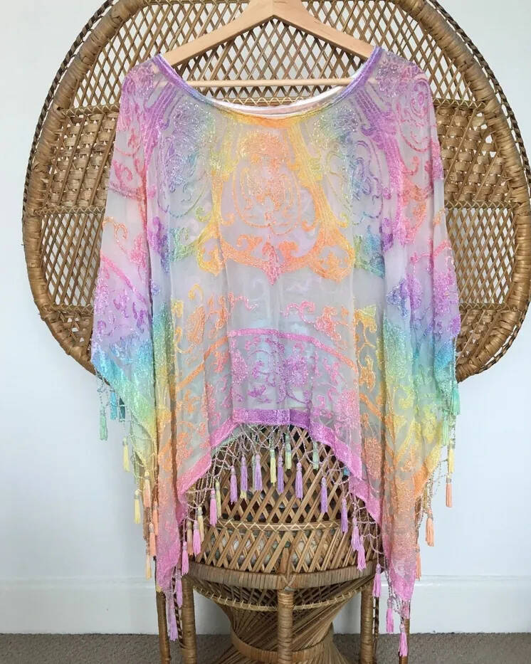 cape fringed kimono cardigan