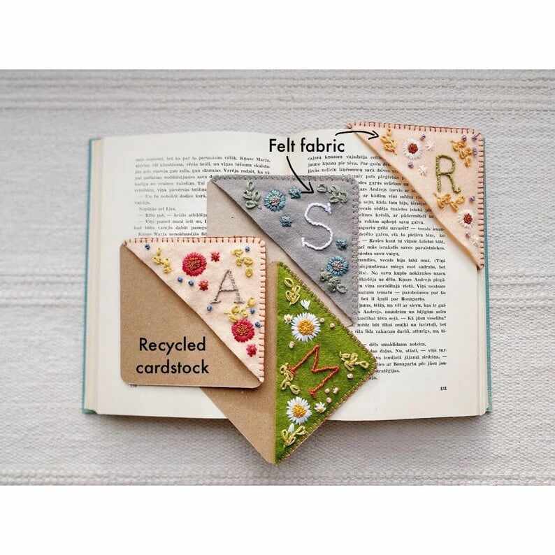 BIG SALE - 50% OFFPersonalized hand embroidered corner bookmark