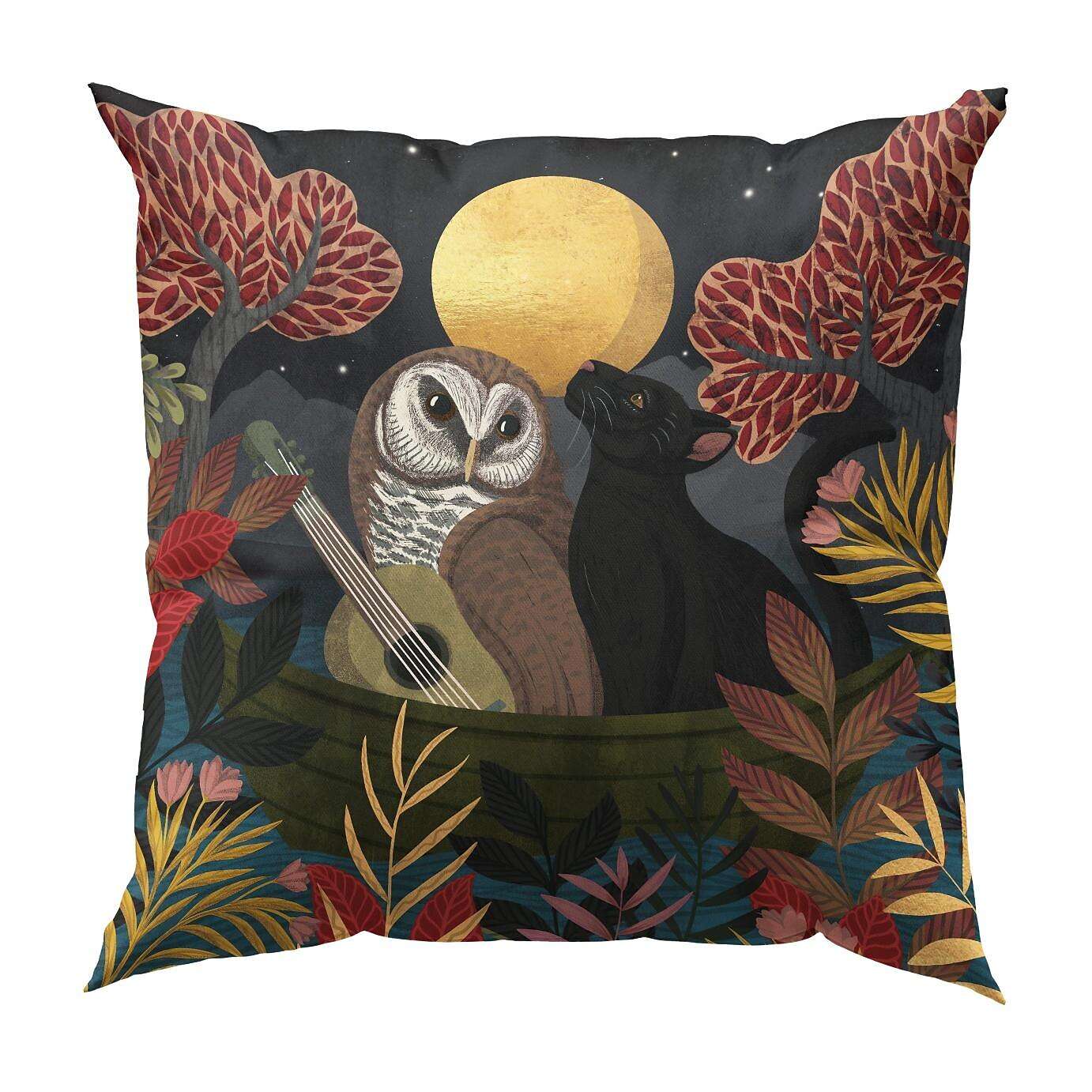 William Morris Owl Floral Plant Double Side Pillow Cover 4PC