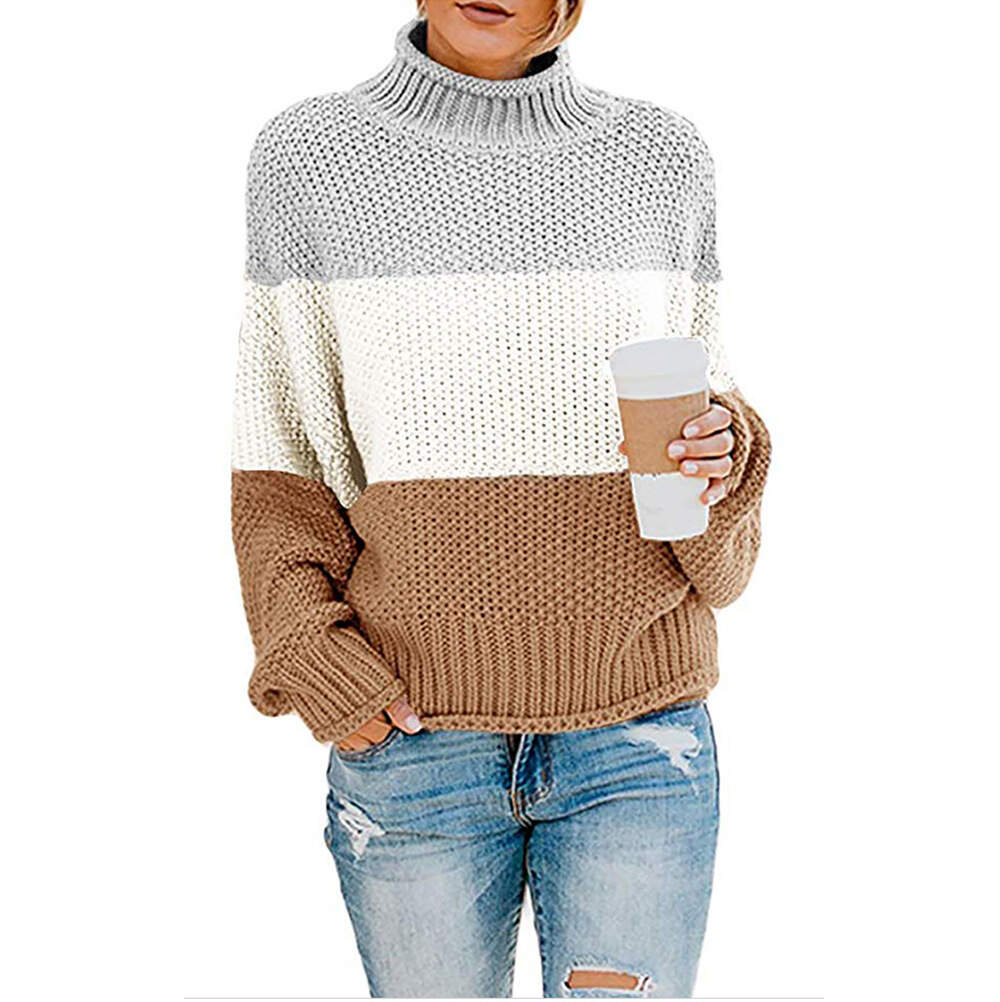 Color block warm and cozy sweater