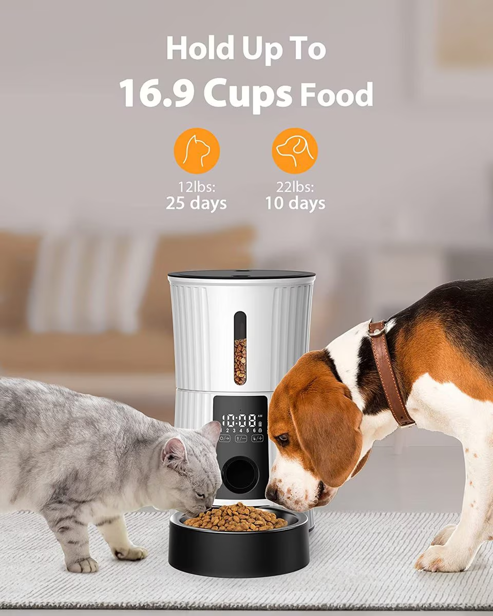 PATPET Timed Automatic Dog & Cat Feeder with 10s Voice Recorder, 4-L