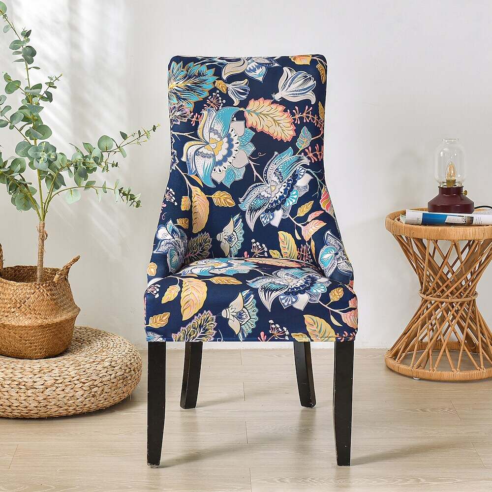 Stretch Wingback Chair Cover Boho/Flower Pattern