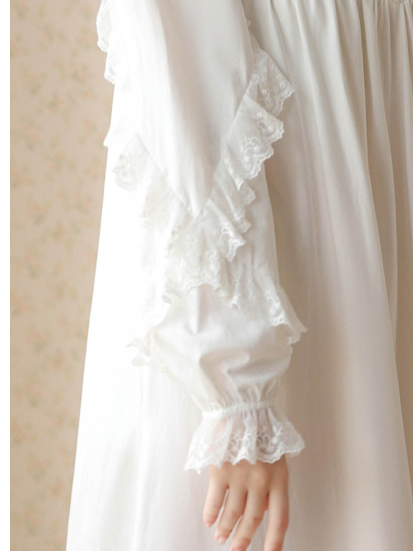 Vacation Cotton Lace V Neck Nightdress