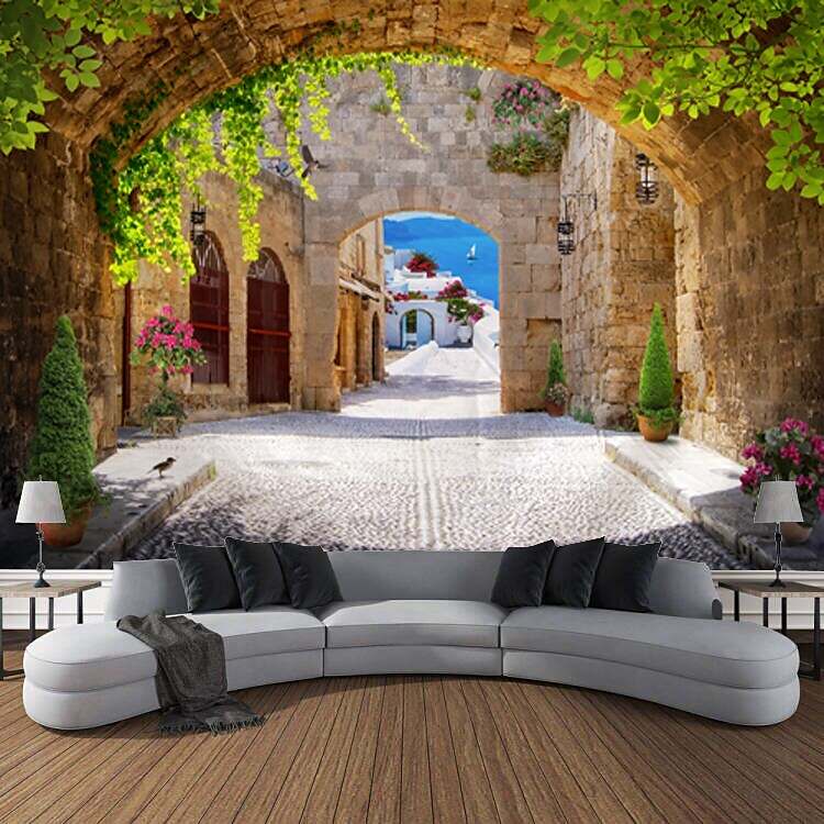 Castle Garden Scenery Tapestry Art Decoration Curtain Hanging