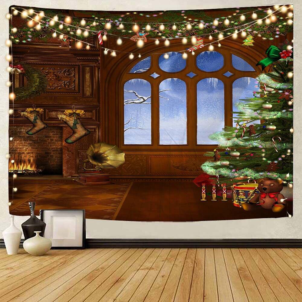 Christmas Santa Claus Holiday Party Wall Tapestry Art Decor