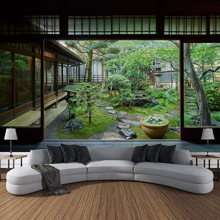 Natural Window Forest Scenery Tapestry Art Decoration